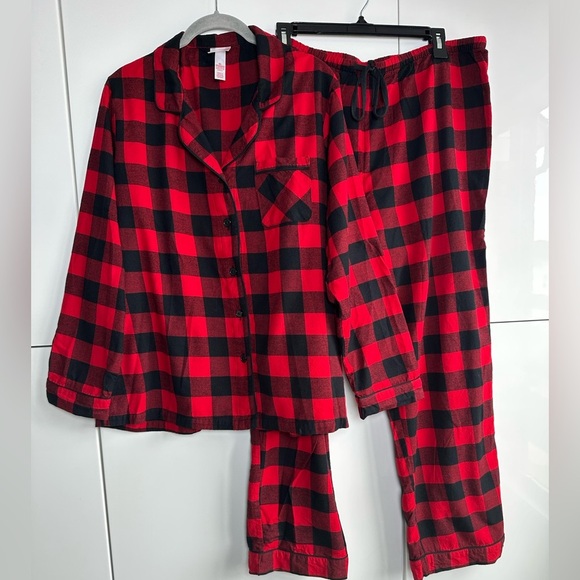 Target Wondershop Buffalo Check 2 Piece Pajama Red Black Size XL Top and Pant - Picture 1 of 5